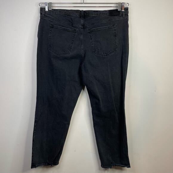 Abercrombie Fitch 90s Straight Ultra High Rise Distressed Black Jeans 35 20 new - Picture 7 of 14